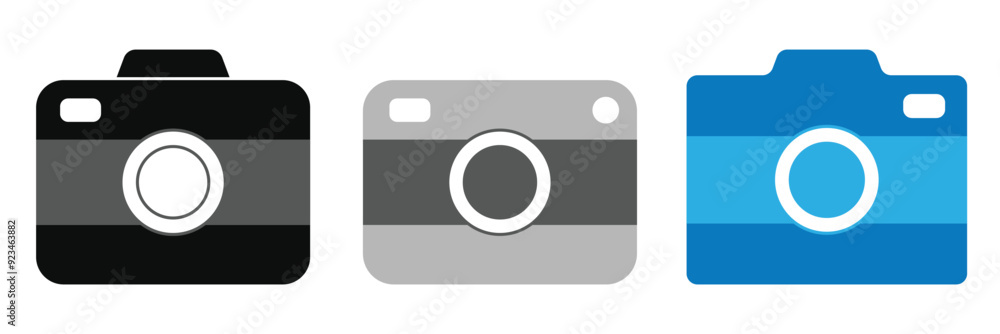 Poster camera icon set camera photo snapshot capture photograph shutter flash digital app modern minimalist
