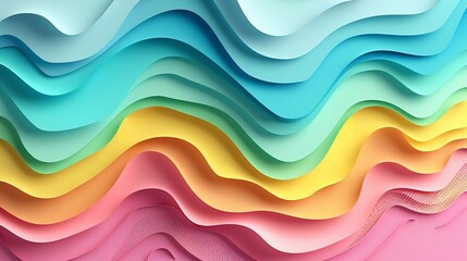 Fototapeta premium Abstract multicolored wave pattern made of paper. Ideal for backgrounds or creative design projects