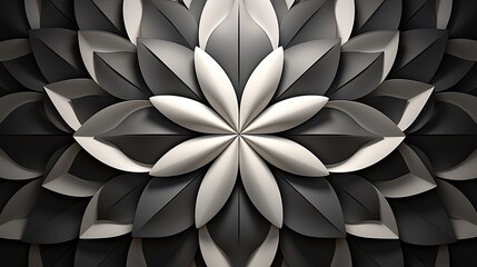 Fototapeta premium Geometric kaleidoscope design in monochrome colors 