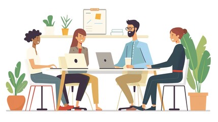 Collaborative Office Environment Showcases Colleagues Engaged in Intense Research and Dynamic Discussion for Their Next Project, Fostering Creativity and Teamwork.