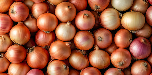 Obraz premium Onions top shot close up pattern texture background
