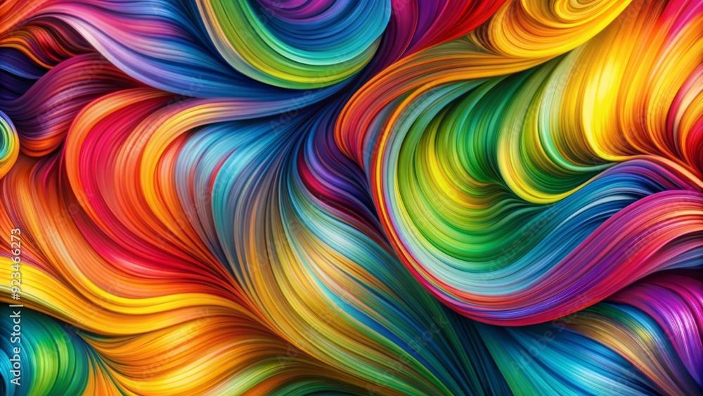 Poster vibrant, wavy, and fluid color brush strokes swirl together in a mesmerizing abstract background, fe