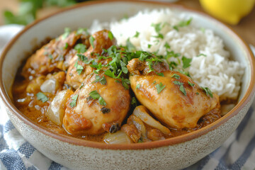 Fototapeta premium Poulet Yassa - West African Chicken in Tangy Onion Sauce