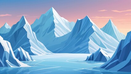 background of ice mountains at north