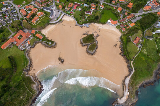 Aerial view of Playa de las C&aacute;maras on north of Spain
