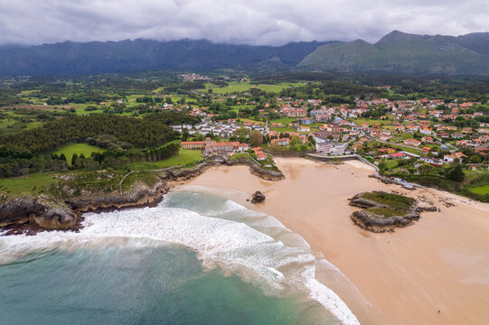 Aerial view of Playa de las C&aacute;maras on north of Spain
