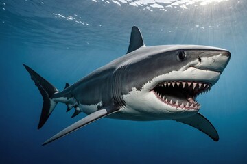 Fototapeta premium Ocean shark bottom view from below