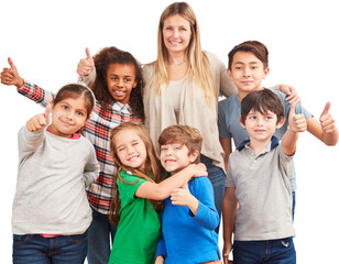 Multikulturelle Kinder in Schulklasse einer Grundschule