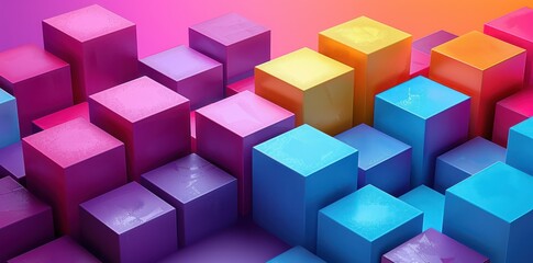 Obraz premium Abstract Colorful Cubes - 3D Minimalist Art