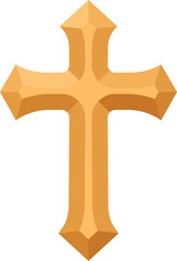 Golden cross icon. Flat sign.