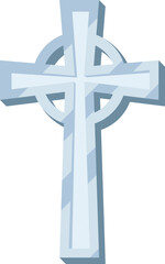 Silver cross icon. Flat style.
