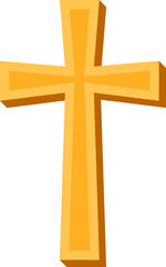 Golden cross icon. Flat style.