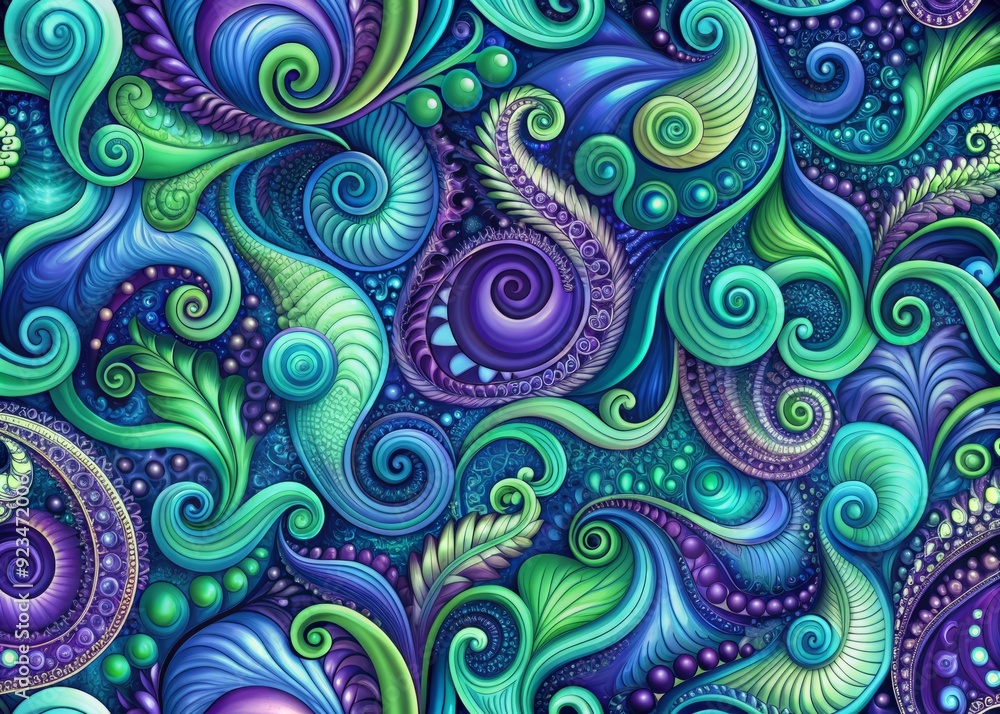 Aufkleber vibrant colorful abstract seamless pattern featuring swirling shapes and intricate textures in shade