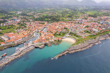 Aerial view of Llanes in north of Spain