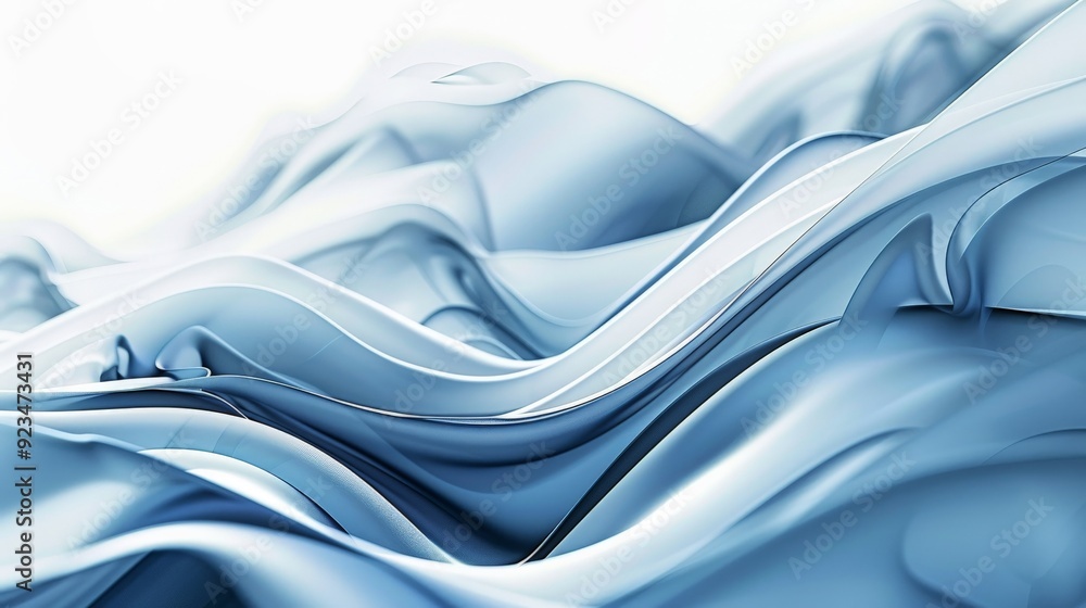 Leinwandbilder this image features cool blue abstract flowing waves with a soft, smooth texture, evoking a sense of