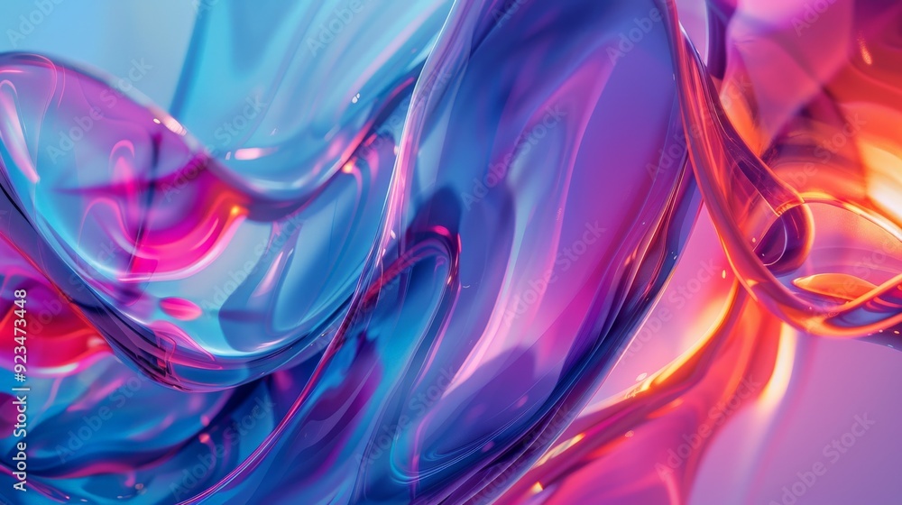 Poster This image showcases vibrant abstract swirls with glass-like reflections and smooth transitions, offering a dynamic and modern view with a touch of elegance and fluidity.