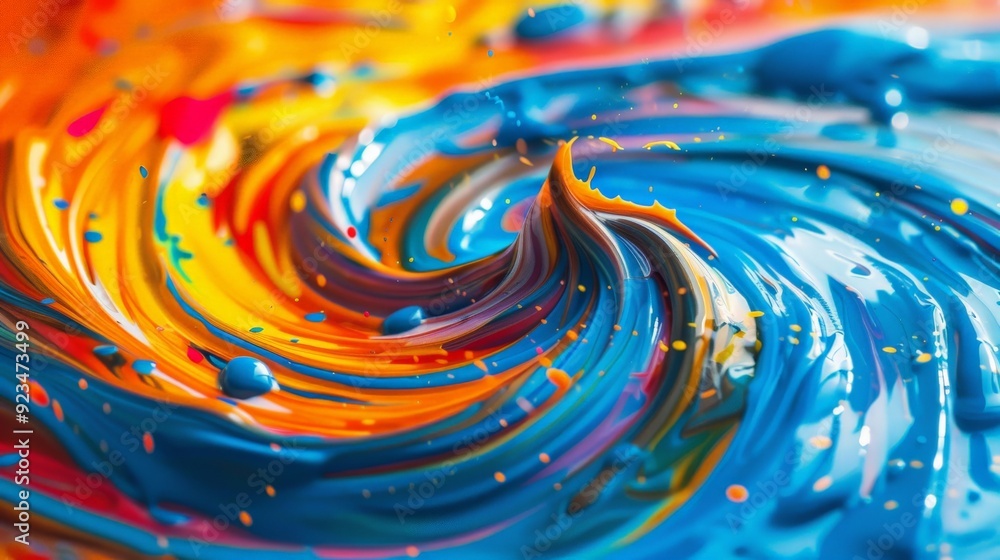 Aufkleber This image presents a vibrant, colorful abstract swirl with a liquid texture, creating a dynamic and energetic visual experience with bold transitions and a modern touch.