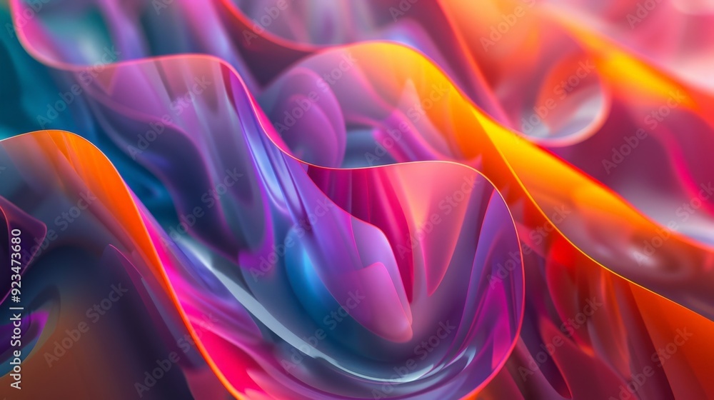 Poster a dynamic and vibrant abstract composition featuring flowing shapes in a multitude of colors includi