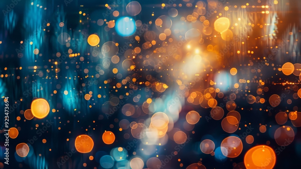 Aufkleber a mesmerizing blend of blue and orange bokeh lights, creating a visually striking contrast that evok