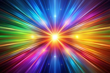 Obraz premium Vibrant prismatic rays of color burst forth on a backdrop of absolute clarity, forming an abstract visual masterpiece of mesmerizing beauty in high definition.