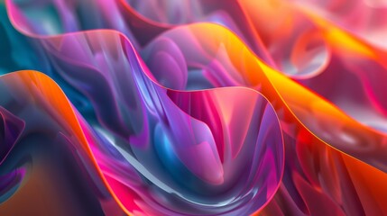 Obraz premium A dynamic and vibrant abstract composition featuring flowing shapes in a multitude of colors including pink, purple, and orange. Great for themes of creativity and energy.