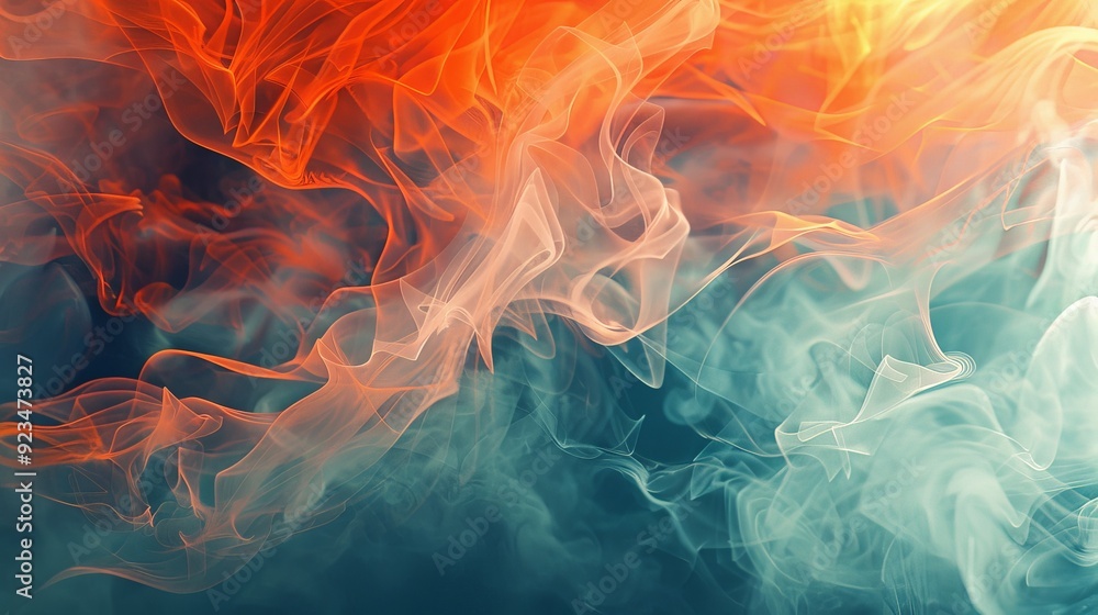 Aufkleber a stunning image displaying a blend of fiery red and orange hues mixed with cool icy blues and white