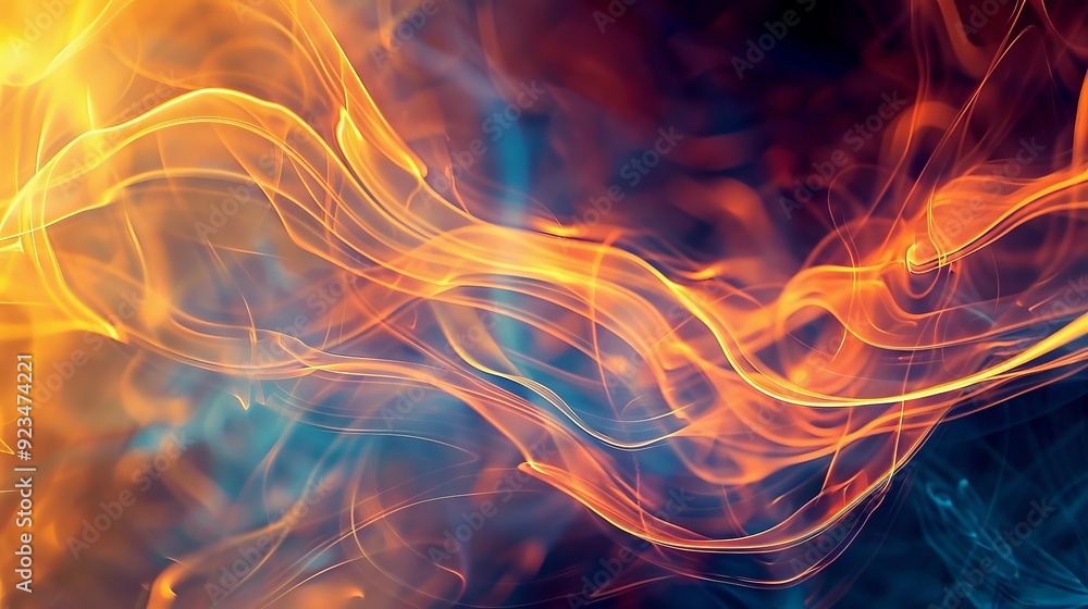 Fototapete a vibrant and abstract image depicting colored smoke waves in motion, creating a dynamic and energet