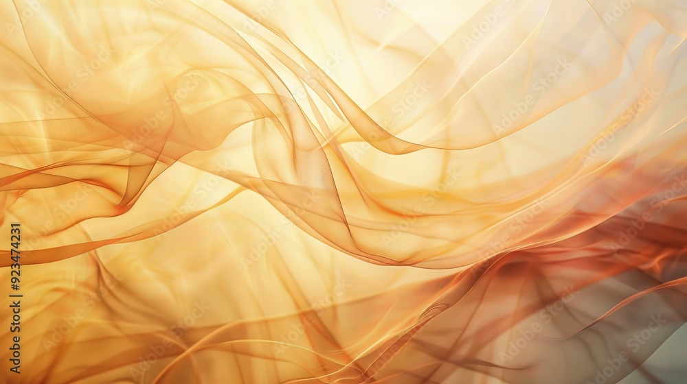 Poster soft, flowing waves in shades of orange and beige create an elegant and soothing visual, reminiscent
