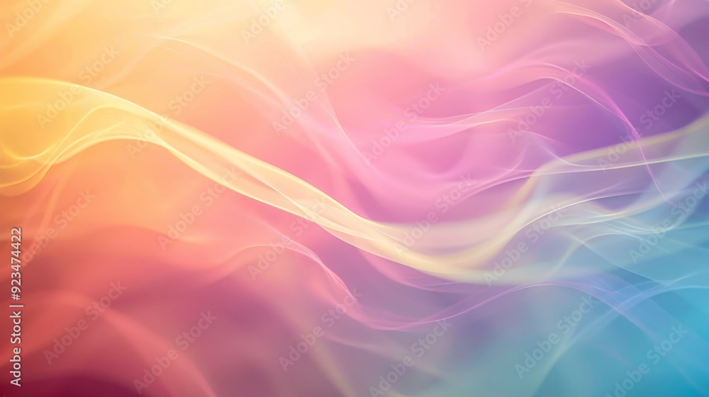 Poster This image presents soft pastel abstract waves, blending gentle colors in a serene and calm composition, perfect for creating a peaceful and soothing ambiance.