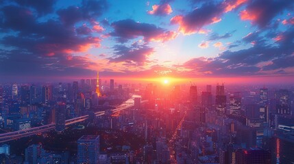Obraz premium Tokyo Skyline at Sunset