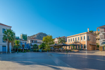 greece old capital nafplion streets shops churches castle and colorful houses quiet hours tourist destination