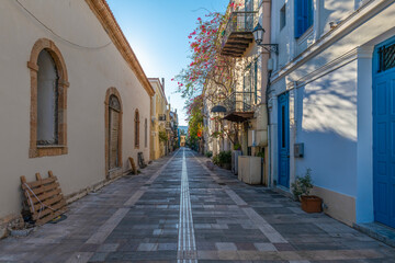 greece old capital nafplion streets shops churches castle and colorful houses quiet hours tourist destination