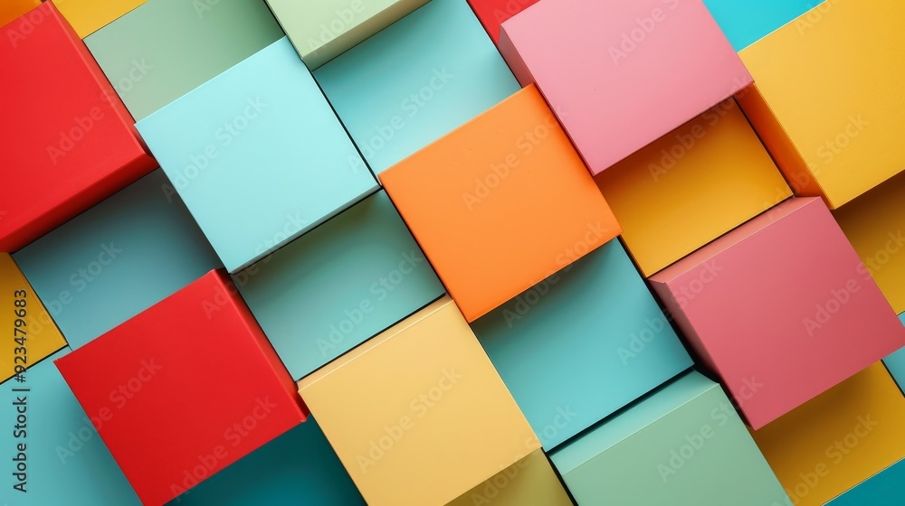 Aufkleber a visually engaging collection of colorful 3d blocks displaying an overlapping pattern, showcasing s