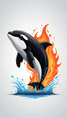 Obraz premium T-shirt design, Orca predatory whale art object_1