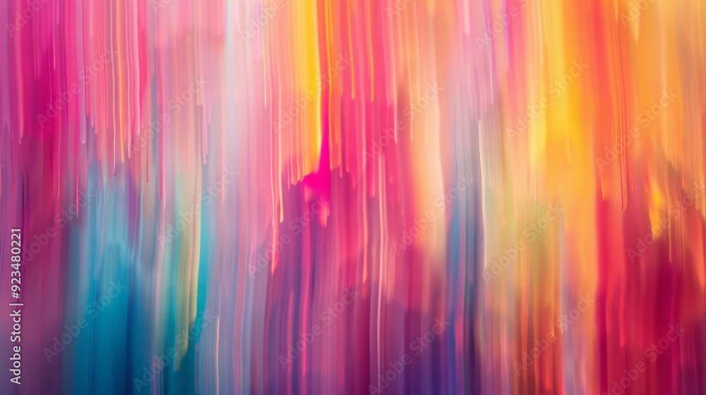 Poster this abstract image features blurred vertical streaks of rainbow colors, creating a vibrant and dyna