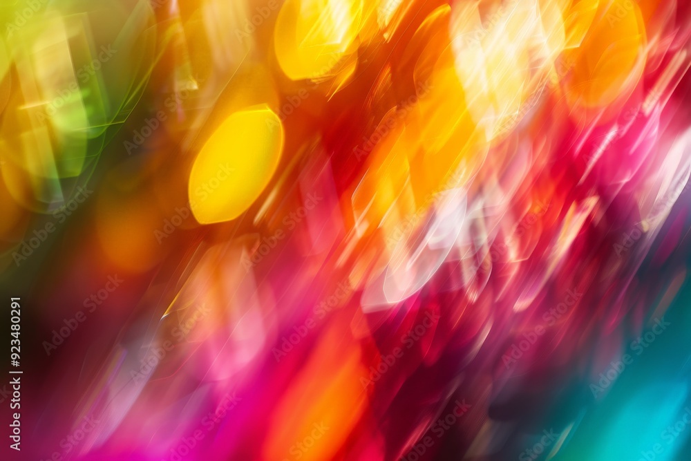 Poster A dynamic burst of bright colors fills this image, creating a vibrant and energetic scene that captures the liveliness and excitement of motion and color interplay.
