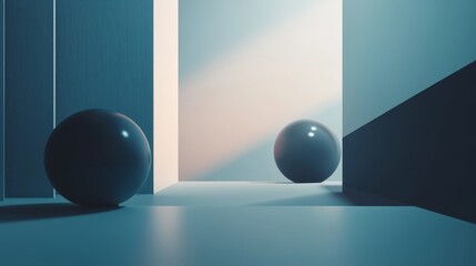 Minimalist Sphere Composition in Blue and White