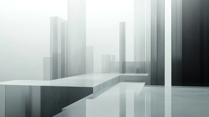 Obraz premium Abstract Minimalist Architecture with Reflective Surfaces
