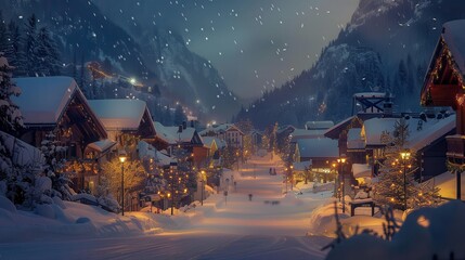 Ski Resort in French Alps: A Winter Wonderland at Night