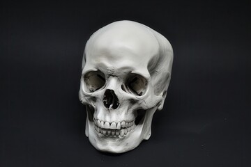 Obraz premium Skull On Black. Creepy White Skull Isolated on Black Background