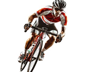 Biking Background. Professional Road Bicycle Racer Isolated on White