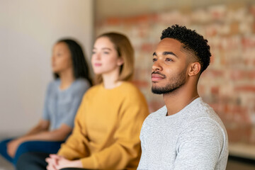 Fototapeta premium Focused Individuals Attentively Listening in Group Setting