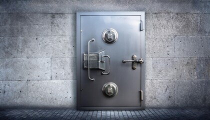 A metal door with a large lock in a concrete wall.