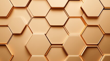 Obraz premium Hexagonal honeycomb structure, rich golden tones, delicate shadows, nature-inspired look, perfect symmetry with a soft gradient effect