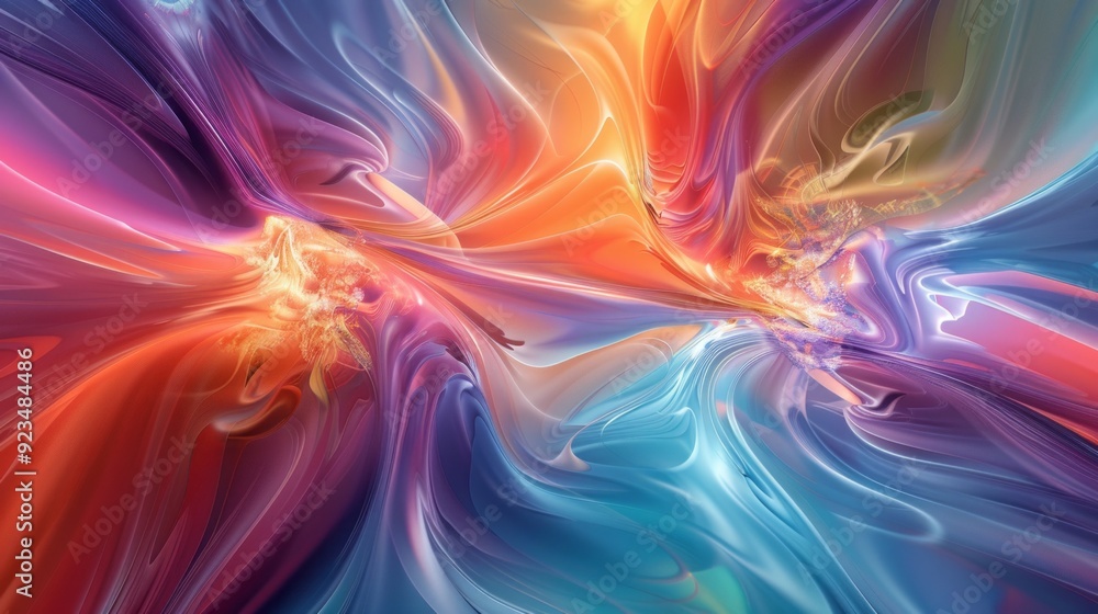 Poster Striking colors dance together, creating a mesmerizing swirl that evokes a sense of wonder and tranquility in an abstract world