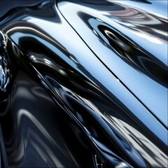 A close-up of a shiny, reflective surface with smooth curves and light reflections.