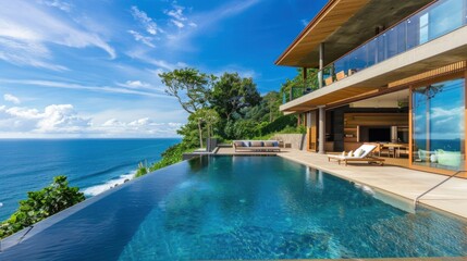 Obraz premium Luxury Villa with Infinity Pool Overlooking the Ocean