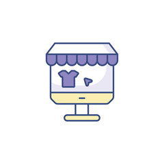 Online Store icon design with white background stock illustration