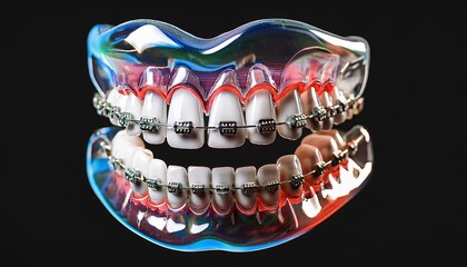 Clear View of Orthodontic Braces on Teeth: Isolated Image