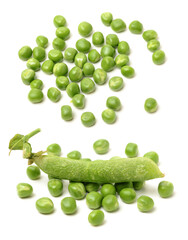 Fresh peas isolated on white background 